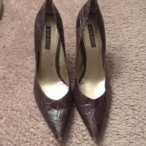 Faux croc leather heel